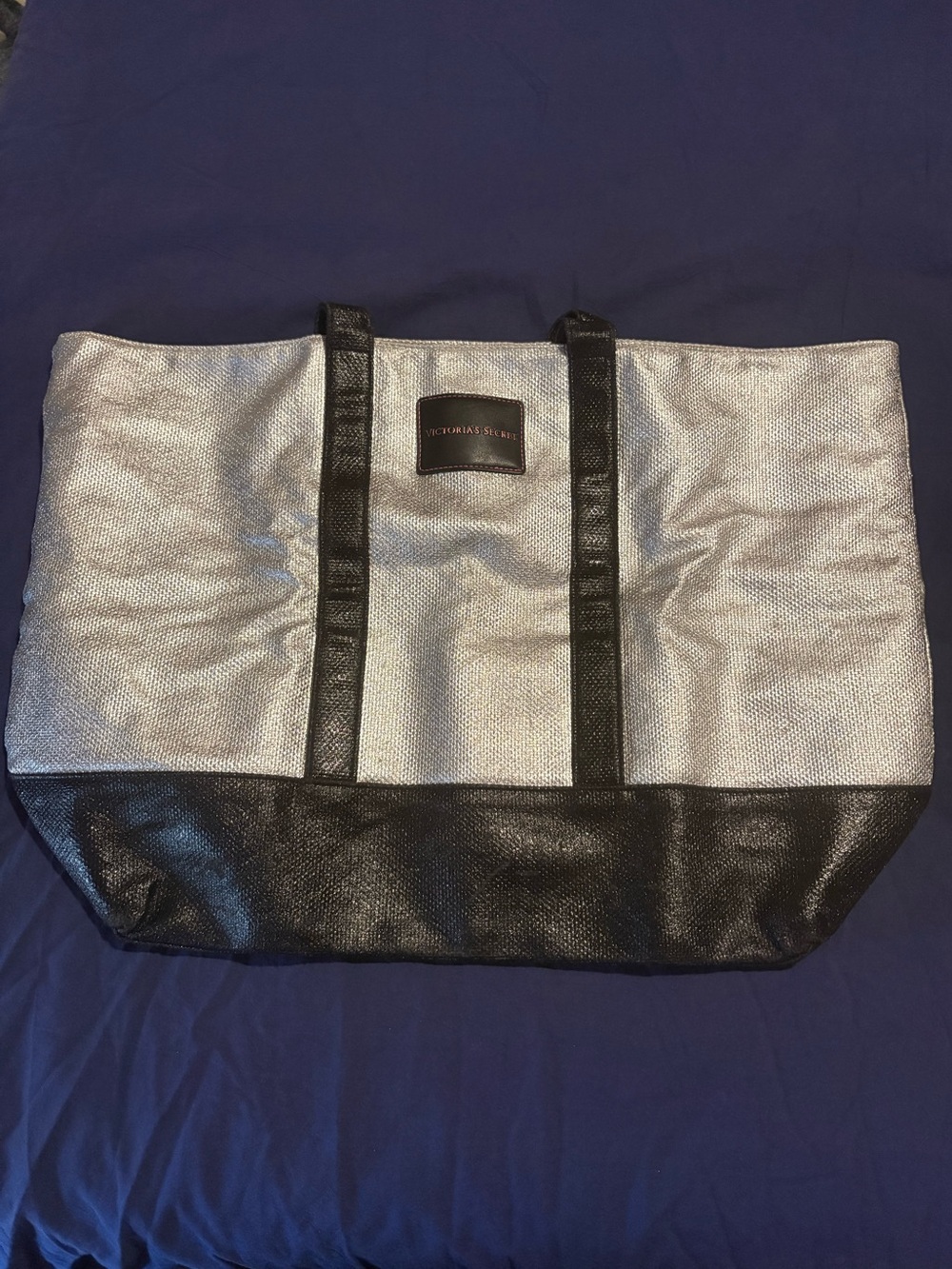 Victoria's Secret Metallic Silver and Black Tote